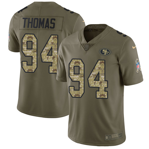 Nike 49ers #94 Solomon Thomas Olive/Camo Men's Stitched NFL Limited Salute To Service Jersey